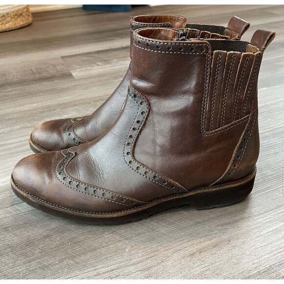 Sesto Meucci Brown Leather Olivia Ankle Boots Size 7 Zip Booties Italy - Picture 5 of 13